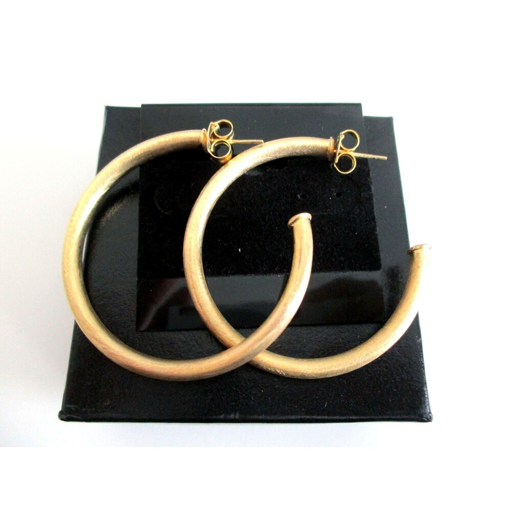 Sheila Fajl Brushed 18k Gold Plated 2" Hoop earrings